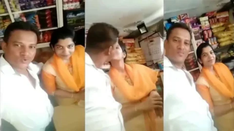 Famous Shop Keeper Affair With Hot Bhabhi Smooching Hard