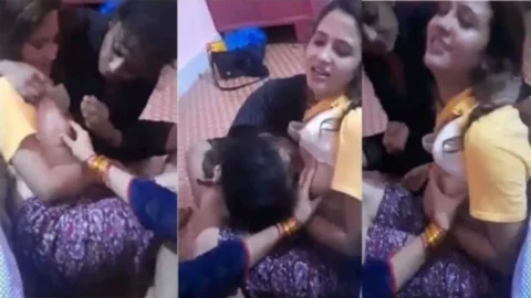 College Girl Having Fun In Hostel
