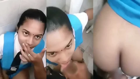 Desi School Girl Sucks Cock in Bathroom After Class Video MMS